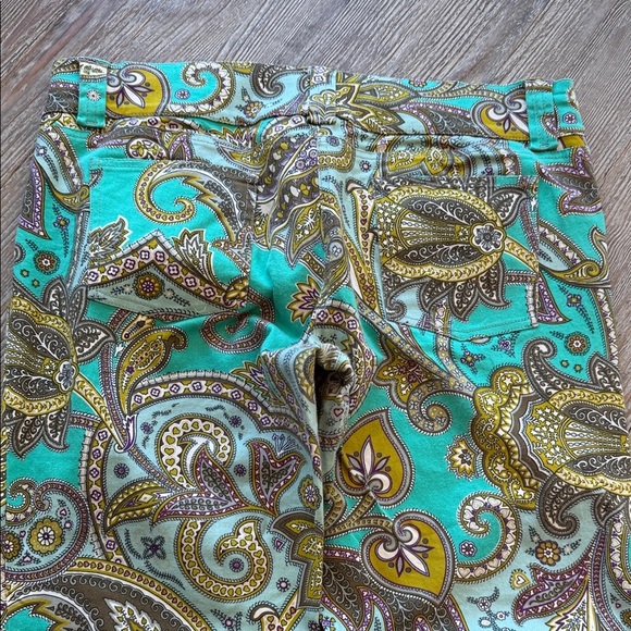 ETRO Paisley Print Pants in Green Purple Yellow 48 ITALY / 10 US - Picture 7 of 11
